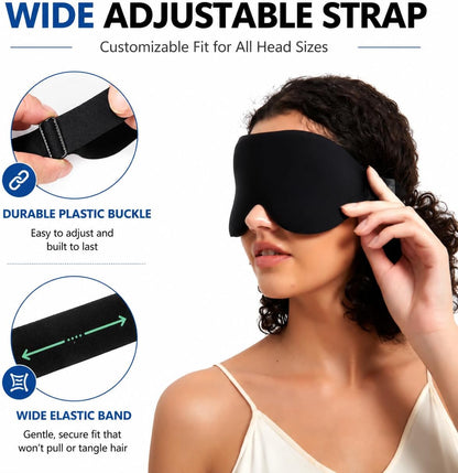 ALASKA BEAR Sleep Mask for Side Sleepers Patented Design, Cup-Shaped and Extra-Soft, 100 Blackout Eye Mask Shades Cover for Men and Women Home or Travel, Machine Washable, Black