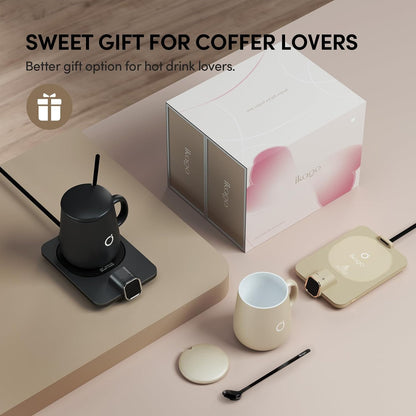 Coffee Cup Warmer & iKago Mug Set, 1℉ Precise Temp Control Mug Warmer