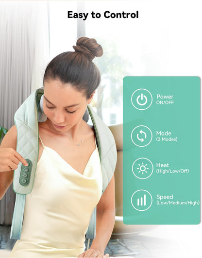 Snailax Cordless Neck Massager with Heat for Pain Relief Deep Tissue, 4D Kneading,Rechargeable Shiatsu Back Neck Massager for Neck, Shoulders Back，Gift for Father