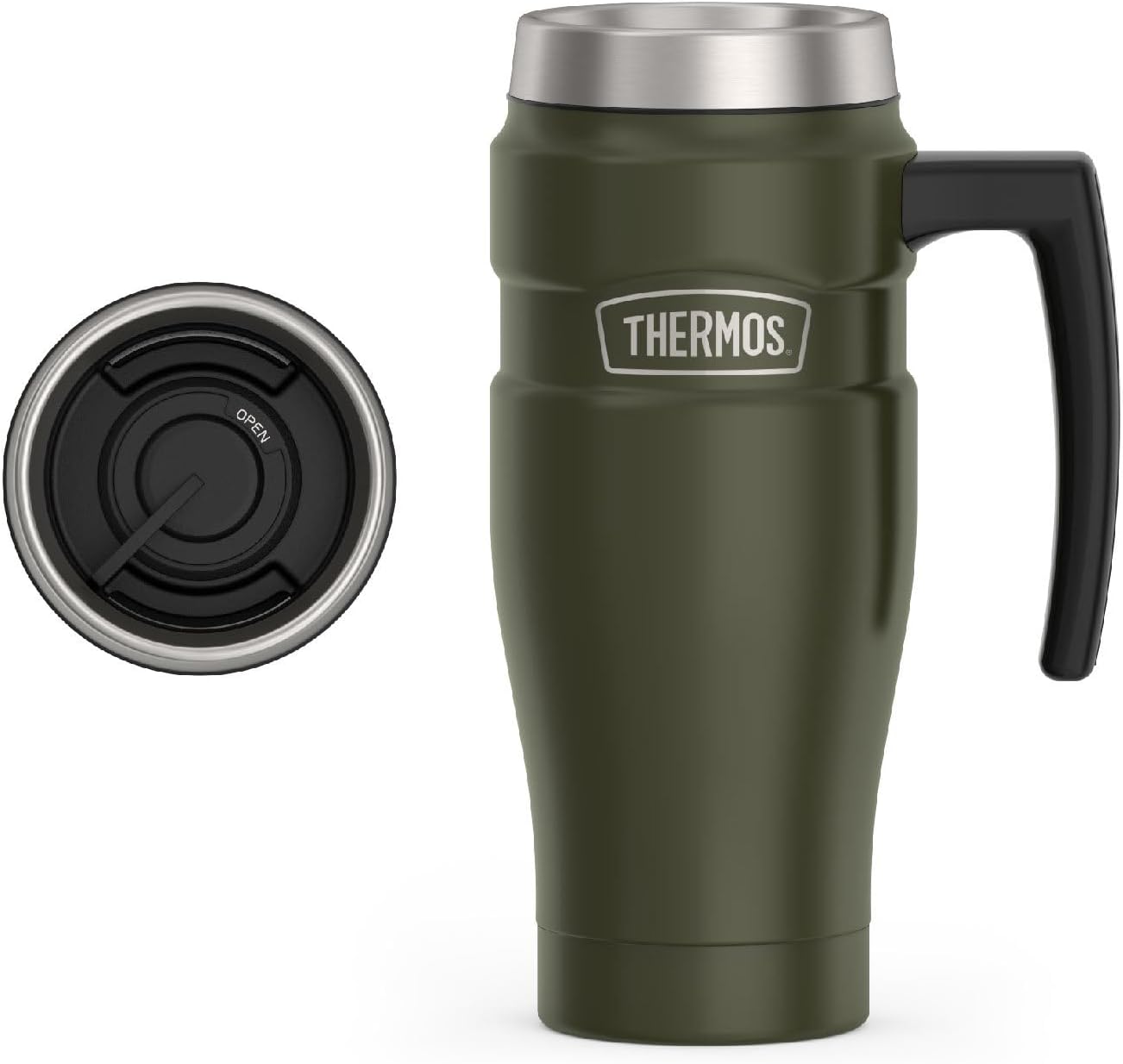 THERMOS Stainless King Vacuum-Insulated Travel Tumbler, 16 Ounce, Matte Steel