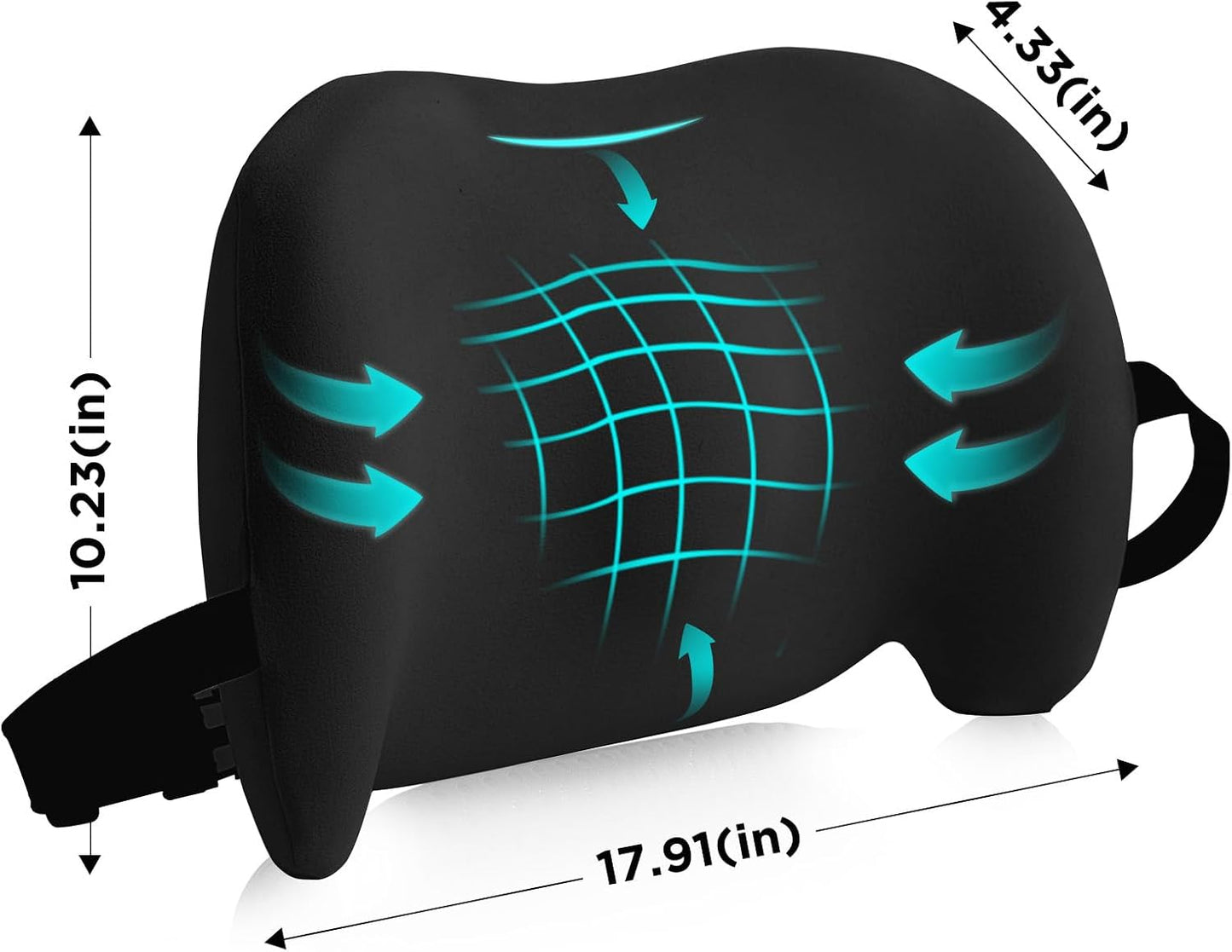 Lumbar Support Pillow for Office Chair, Car Lumbar Pillow Lower Back Pain Relief, Memory Foam Back Cushion with 4D Mesh Cover and Adjustable Straps, Ergonomic Chair Back Pillow for Car,Bed, Gaming