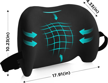 Lumbar Support Pillow for Office Chair, Car Lumbar Pillow Lower Back Pain Relief, Memory Foam Back Cushion with 4D Mesh Cover and Adjustable Straps, Ergonomic Chair Back Pillow for Car,Bed, Gaming