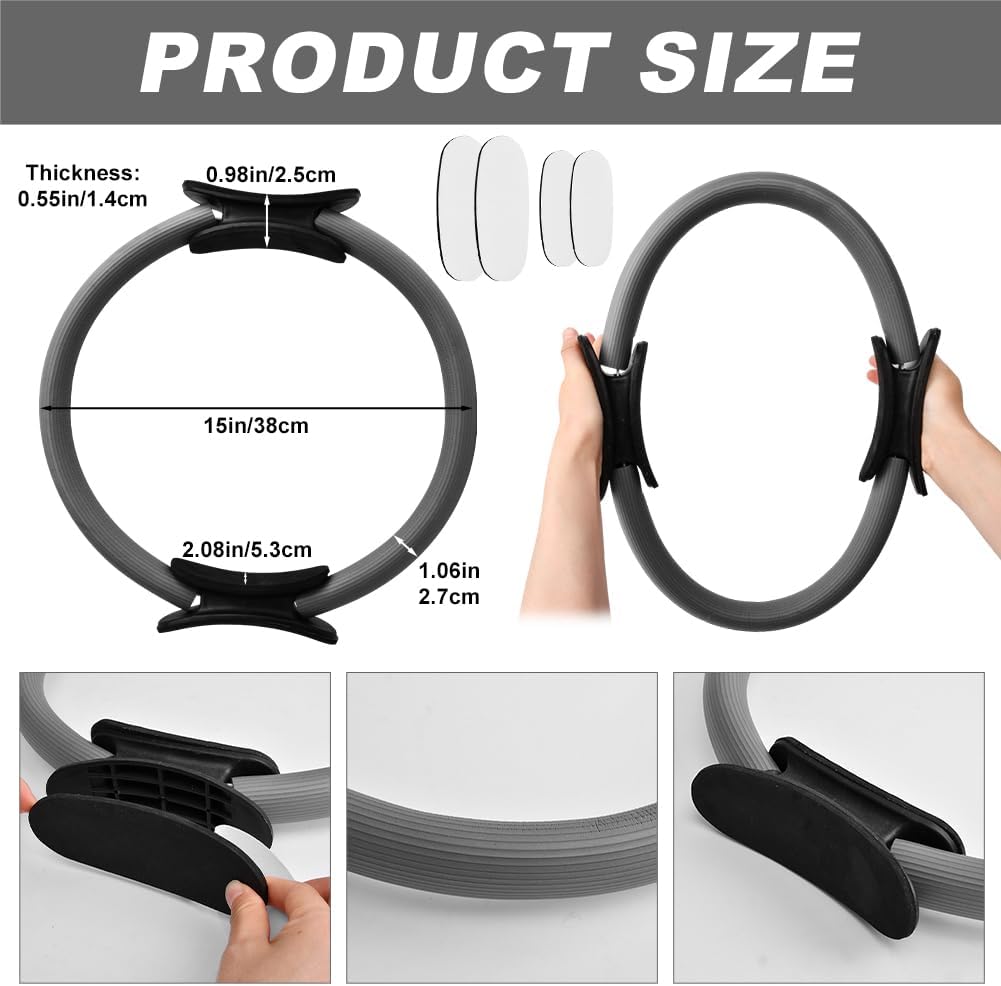 15" Pilates Ring, Dual-Grip Pilates Ring Lightweight Circle Yoga Rin-g for Enhance Thigh and Arm Strength, Body Exercise Tool for Home Gym