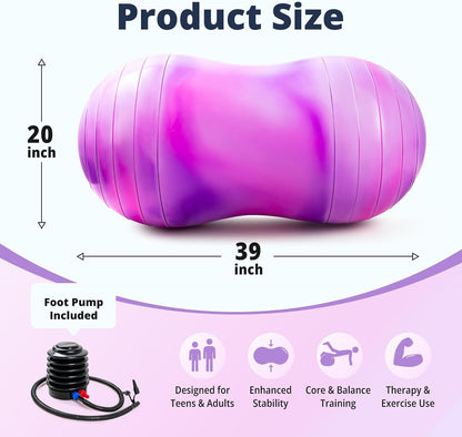18’’/20’’ Peanut Ball for Kids & Adults, Anti-Burst Exercise Ball for Autism Sensory Training, Pregnancy & Physical Therapy, Yoga Balance Ball Chair for Fitness.