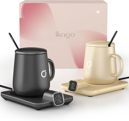 Coffee Cup Warmer & iKago Mug Set, 1℉ Precise Temp Control Mug Warmer