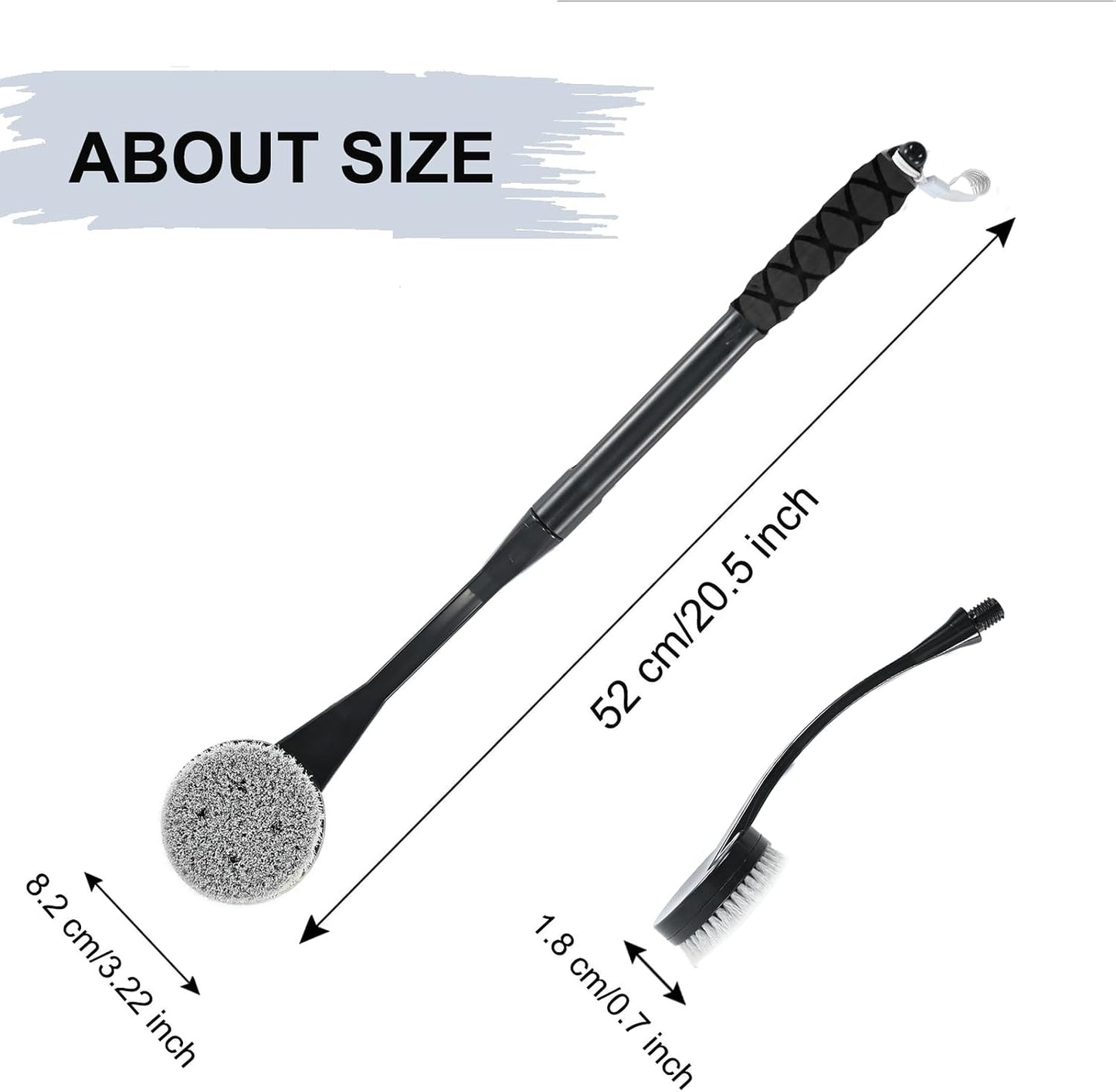 Gobiteli Back Scrubber for Shower,20.5" Long Handle Shower Brush for Body for Deep Clean,Back Brush for Shower for Men Women(Grey)
