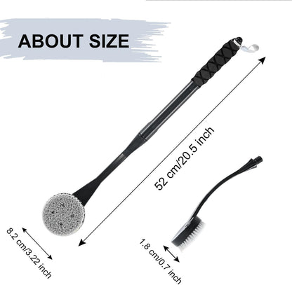 Gobiteli Back Scrubber for Shower,20.5" Long Handle Shower Brush for Body for Deep Clean,Back Brush for Shower for Men Women(Grey)