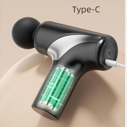 Mini Massage Gun, Handheld Deep Tissue Massager with 6 Speeds, Quiet Portable Palm Massager for Muscle Relaxation, Includes 4 Massage Heads, USB-C Rechargeable, Red & Black (Red)