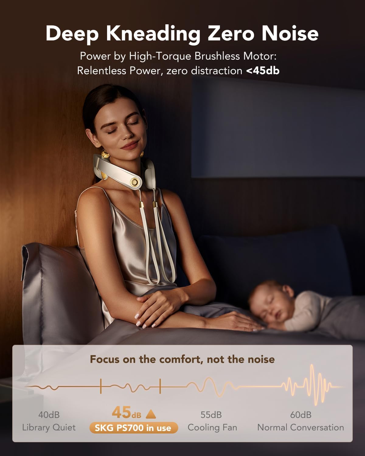 SKG PS700 Neck Massager with Heat for Strain Relief Deep Tissue | Birthday Gifts for Women Men, Red Light Warmth, 360° Bionic Kneading, Cordless Portable Neck and Shoulder Shiatsu Massager