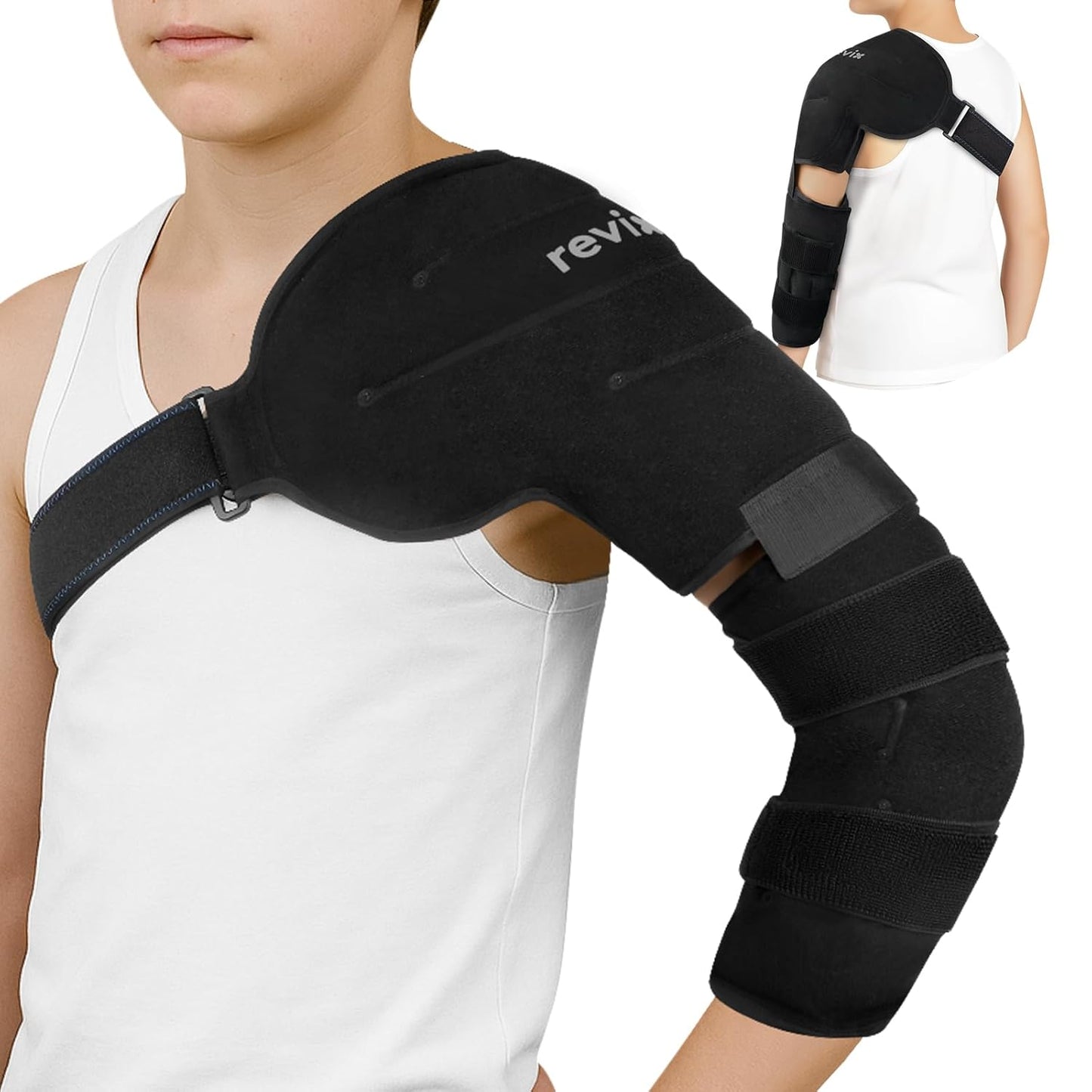 REVIX Arm Ice Pack Wrap for Pitchers – Shoulder and Elbow Ice Pack Reusable Cold Therapy Wrap for Baseball Pitcher Arm Recovery, Adjustable Compression Sleeve for Athelete Post-Workout Muscle Relief
