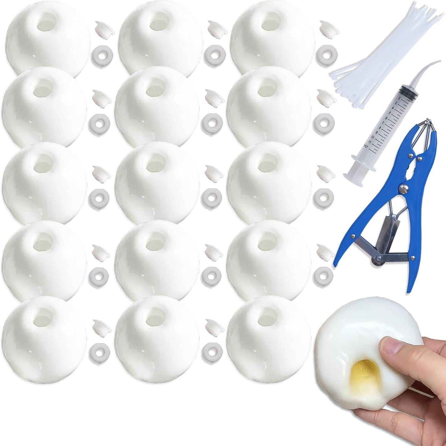 15pcs DIY Stress Ball Kit – Blank Skins with Air Pump & Expander Tool for Making Pressure Balls, Make Your Own Fidget Pressure Balls (15Transparent)