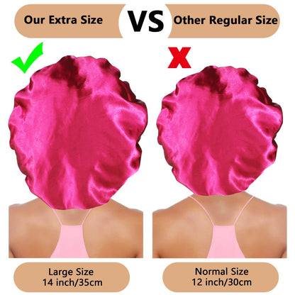 3PCS Extra Large Satin Bonnets for Sleeping, Hair Bonnets for Black Women Braids Curly Hair, C