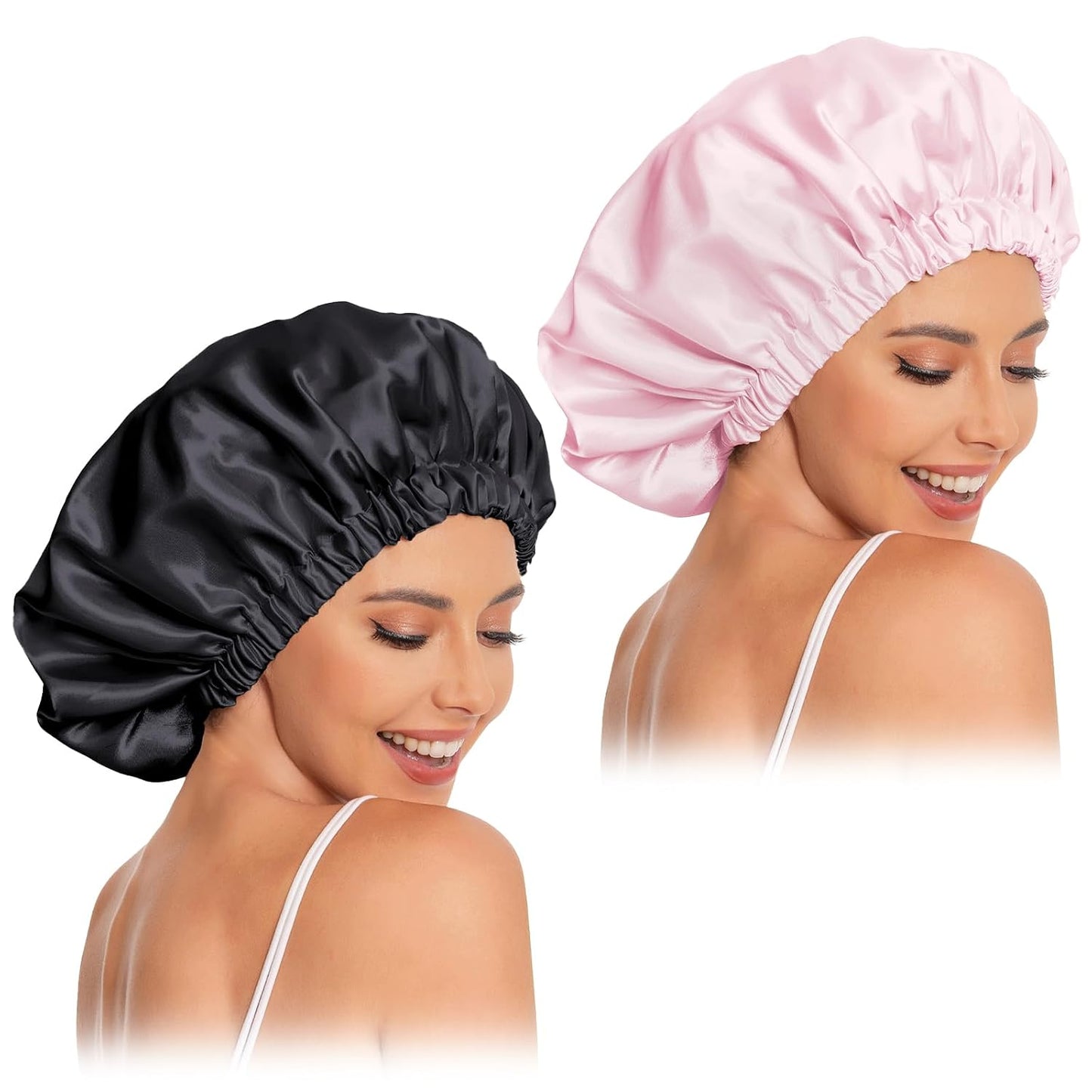 Satin Bonnet Silk Bonnet Hair Bonnet for Sleeping-Slouchy Beanie Hat Satin Sleep Cap for Women's Natural & Curly Hair(Blue Zircon)