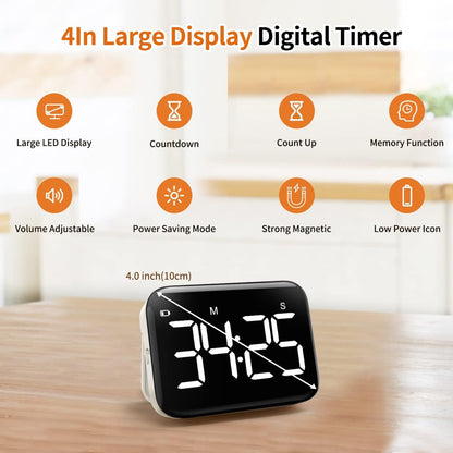 Digital Kitchen Timer, Magnetic Large Display for Cooking & Classroom