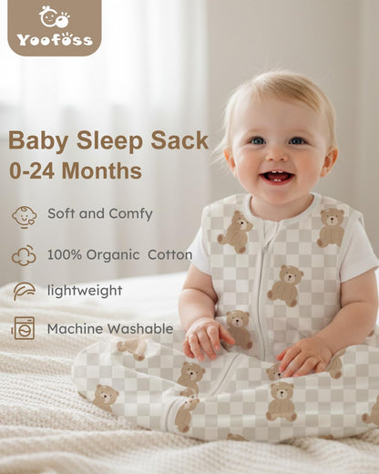 Yoofoss Baby Sleep Sack Baby Wearable Blanket 100% Cotton 2-Way Zipper Toddler Sleeping Sack