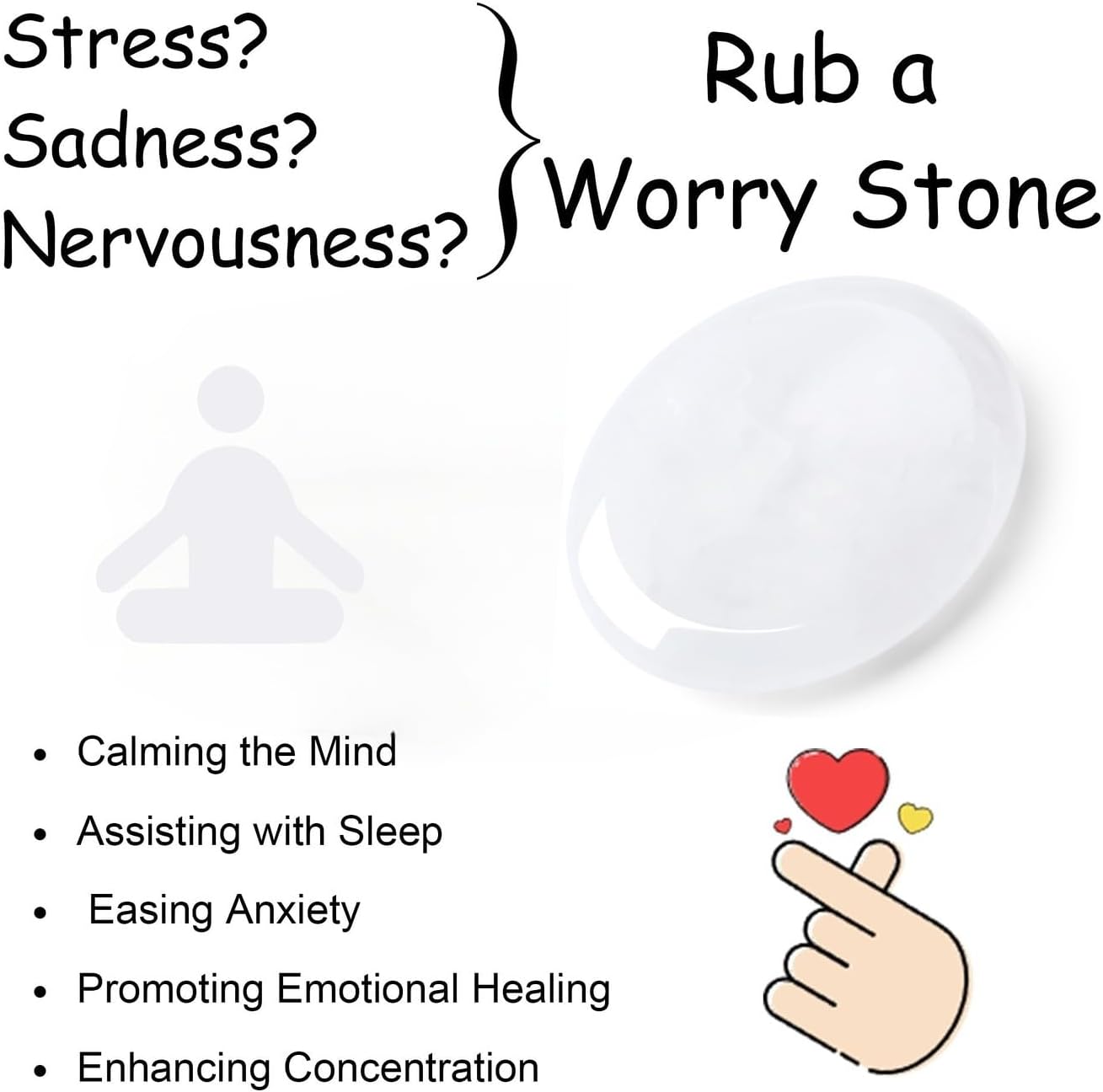 Worry Stone Crystals and Healing Stones Anxiety Fidgets Natural Meditation Accessories 7 Chakra Thumb Sensory Mental Health Depression Stress Anxiety Relief Items Mother's Day Gifts for Women