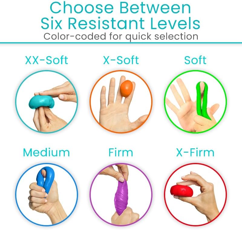 Vive Therapy Putty for Adults, for Hand (2 Pack) - Occupational Sensory Stress Relief Tools - for Physical Exercise, Finger Pain, Grip Strength, Rehab, Arthritis, Forearms, Fidgeting, Motor Skills