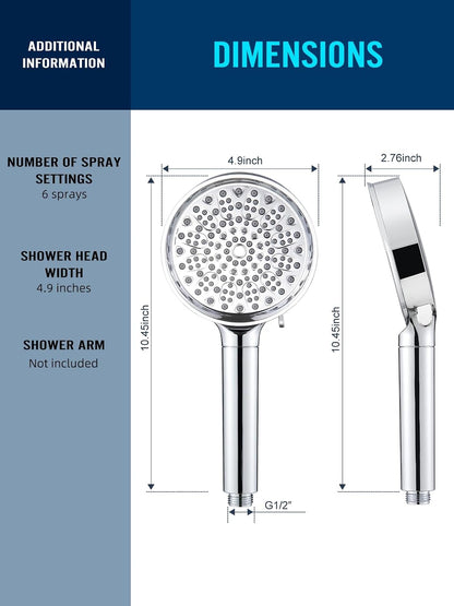 Cobbe Filtered Shower Head with Handheld, High Pressure 6 Spray Mode Showerhead with Filters, Water Softener Filters Beads for Hard Water - Remove Chlorine - Reduces Dry Itchy Skin, Chrome