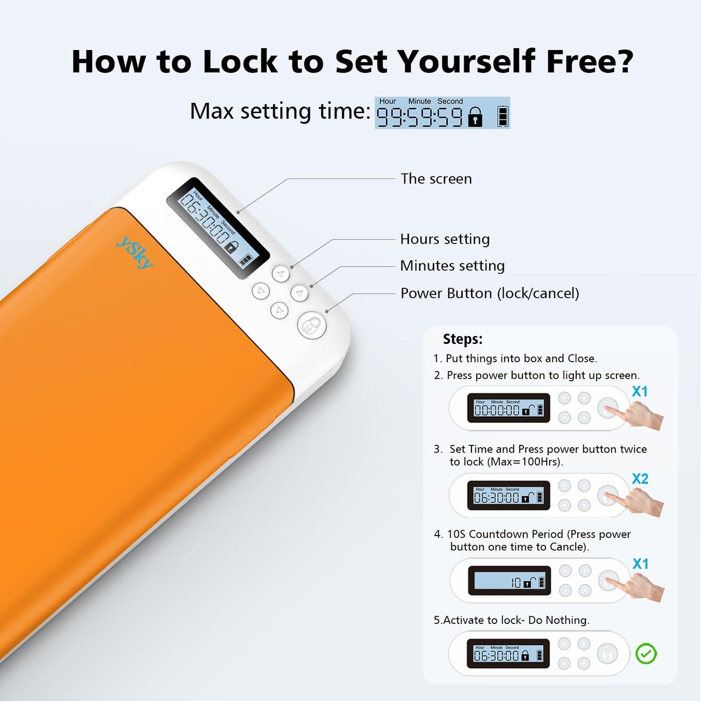 ySky Timed Lock Box, Portable Phone Locker with Self-Control Timer for iPhone, Android, Helping Kids, Students, Adults Focus Back, Mobile Phone Addiction Control (Green)