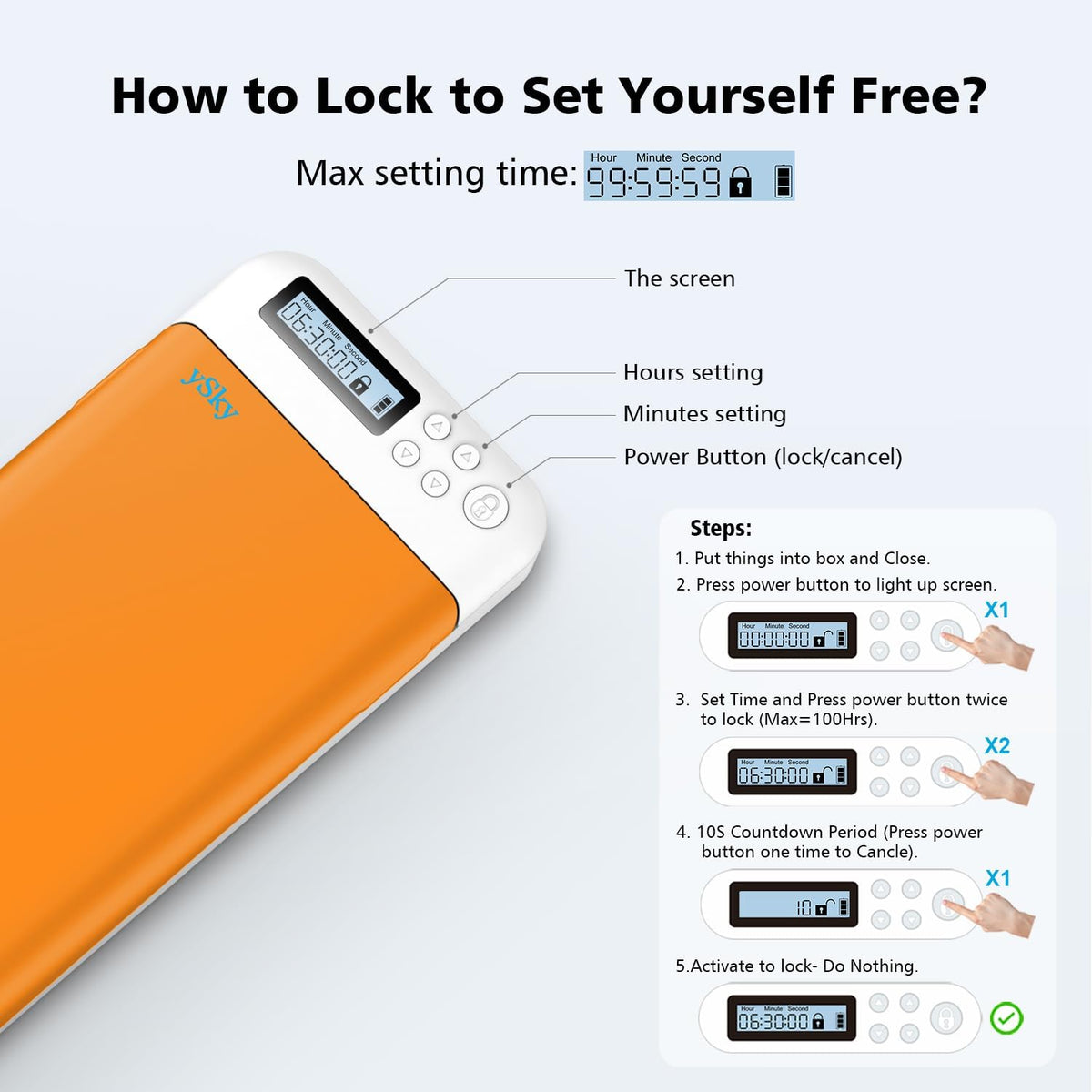 ySky Timed Lock Box, Portable Phone Locker with Self-Control Timer for iPhone, Android, Helping Kids, Students, Adults Focus Back, Mobile Phone Addiction Control (Green)