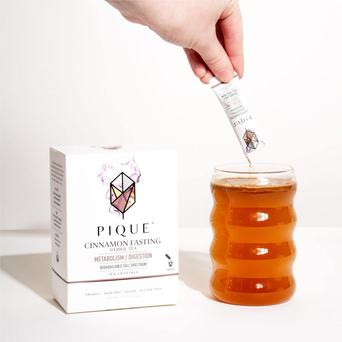 Pique Organic Cinnamon Spice Herbal Tea Crystals - Caffeine-Free Fasting Tea for Healthy Digestion, Warming Cinnamon Supports Healthy Metabolism - 28 Single Serve Sticks (Pack of 1)