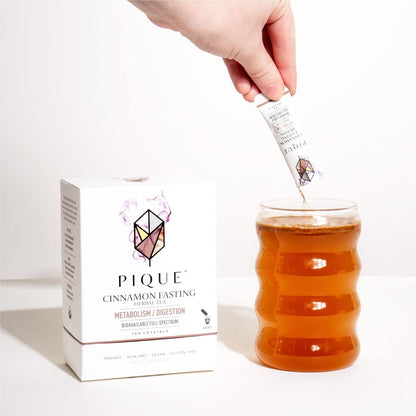 Pique Organic Cinnamon Spice Herbal Tea Crystals - Caffeine-Free Fasting Tea for Healthy Digestion, Warming Cinnamon Supports Healthy Metabolism - 28 Single Serve Sticks (Pack of 1)
