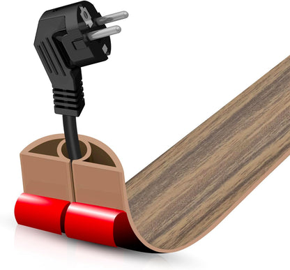 Floor Cord Cover Self Adhesive Cord Hider,10FT Cable Management, Extension Strip Protector for Wires, Prevent Cable Trips for Offices, Gyms, Exhibitions Cavity 0.39"(W) x 0.27"(H) BrownWood