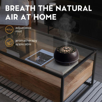 550ml Large Capacity Essential Oil Diffuser 6 Essentil Oil Set Aromatherapy Ultrasonic Air Humidifier with Timer and 7 Color LED Night Light Remote Control Waterless Auto-Off White Wood Grain
