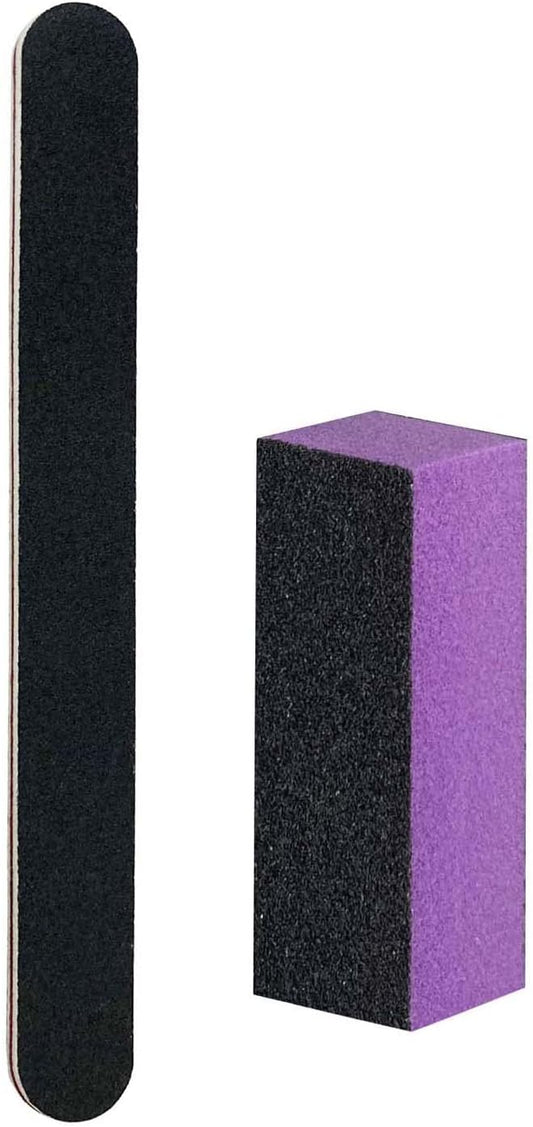 Nail File and Buffer Block, Professional Manicure Tools Kits, 100/180 Grit, Black Nail Pedicure File and Sanding Buffing Grinding Plisher File