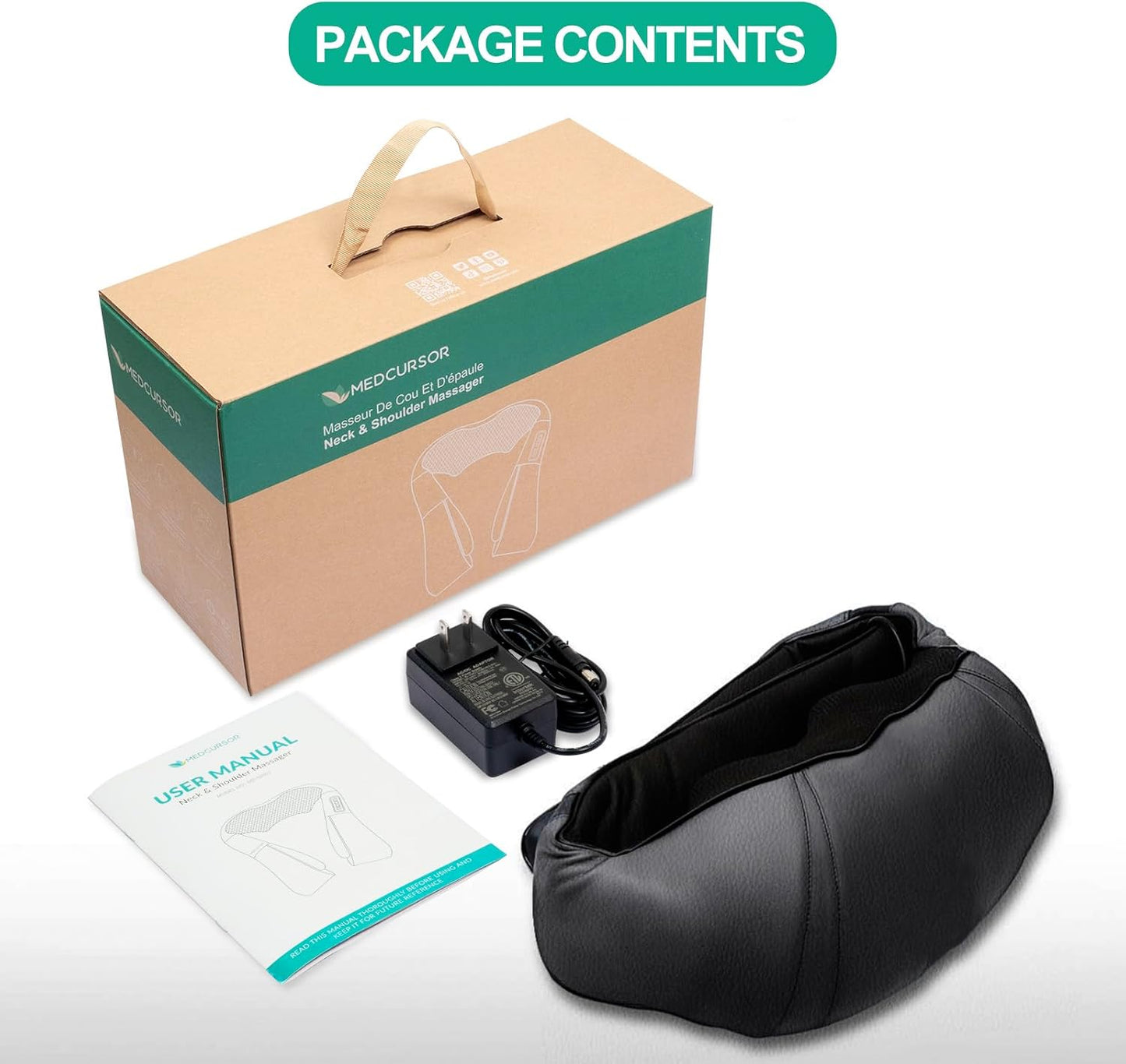 Medcursor Neck Massager with Heat - Deep Tissue Pain Relief, Rechargeable Shiatsu Neck and Shoulder Massager, Ideal Choice for Men, Women, Mom & Dad