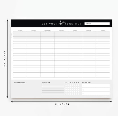 ThreeKin Weekly Planner - Premium 52-Sheet Tear-Off Notepad, 8.5 x 11 inches, Clean Colorful Design, Perfect for Work, School, Projects, and Entrepreneurs, Female & USA Owned Business
