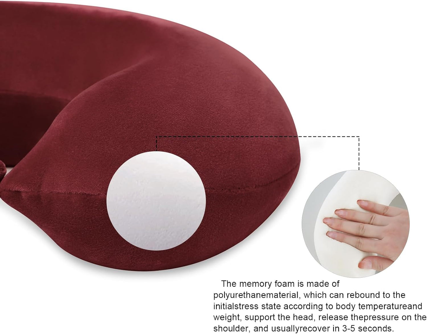 Neck Pillows for Sleeping Travel Pink Travel Pillow Comfortable U Shape Memory Foam Pillows Neck and Head Support Portable Travel Neck Pillow Suitable for Planes, Trains, Self-Driving Cars