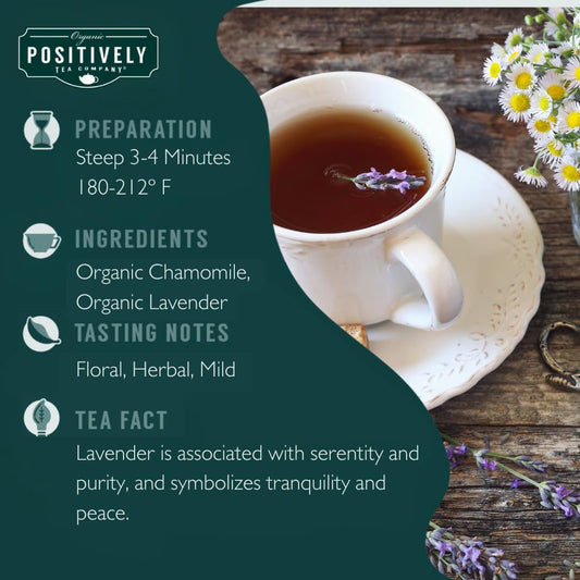 Positively Tea, Organic Lavender Chamomile Herbal Tea, Loose Leaf, 16 Ounce