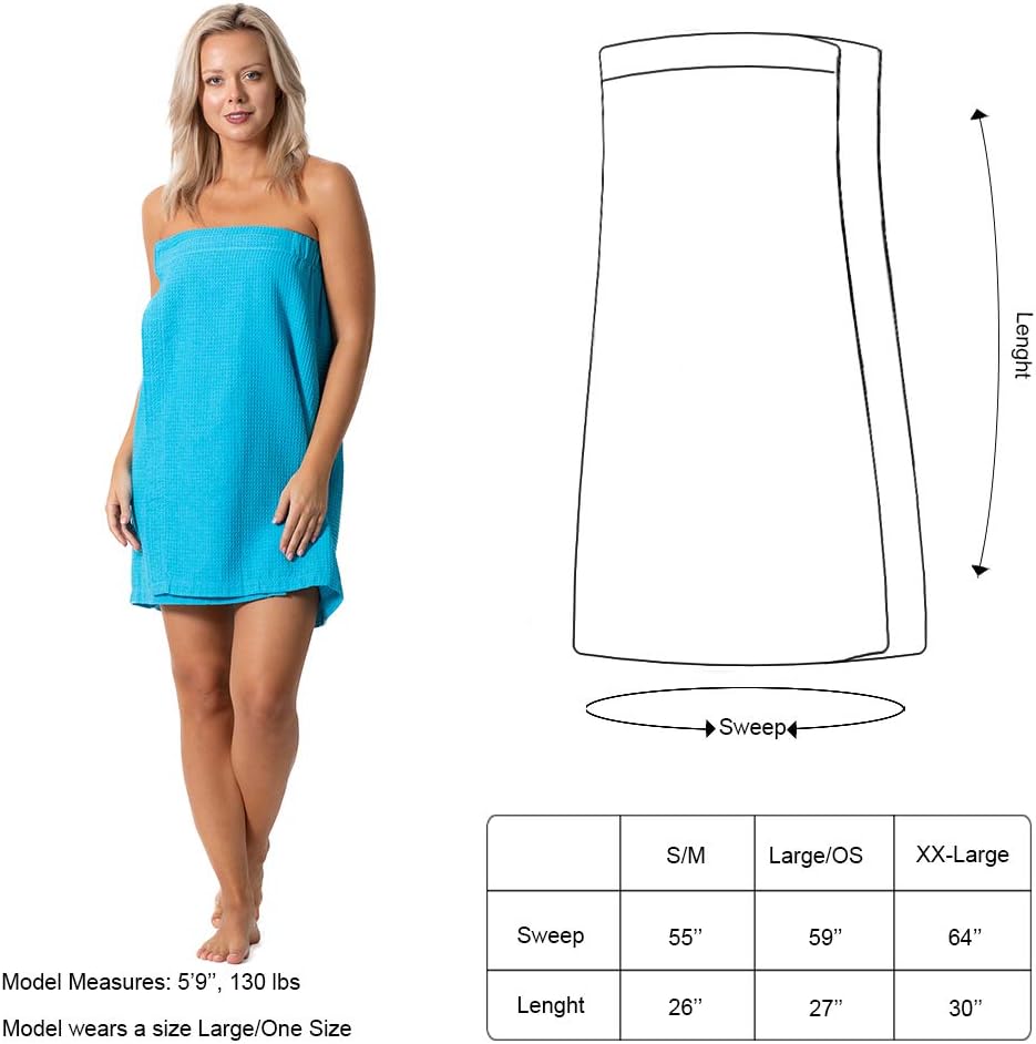 Turkish Linen Women’s Waffle Spa Body Wrap with Adjustable Closure
