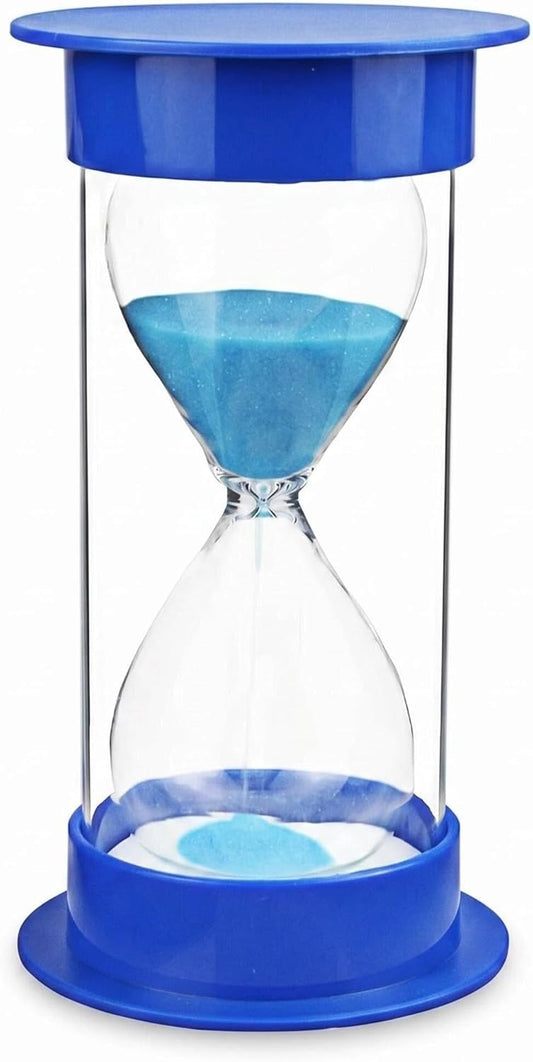 60 Minutes Hourglass Sand Timer, Dual Protection Hour Glass with Sand, Sand Timer for Kids Safety, Sand Clock Watch, Creative Gift, Living Room Office Decorative (Blue)