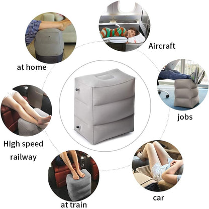 ZIQIAN Inflatable Travel Foot Rest Pillow, Adjustable 3-Layer Height