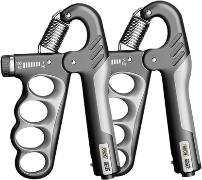 Grip Strength Trainer, 5-100KG (11-220 LB) Adjustable Resistance Forearm Hand Gripper Strengthener with Counter, Hand Wrist Exercise Workout Equipment for Home/Office Gym