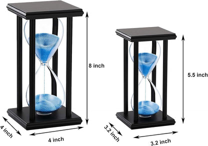 SuLiao Wood Hourglass 30 Minute, Black Wooden Stand Sand Timer Clock, Black Sand Watch 30 Min, Antiguo Reloj De Arena Half Hour, Large Unique Glass Sandglass for Home, Desk, Office Decorative