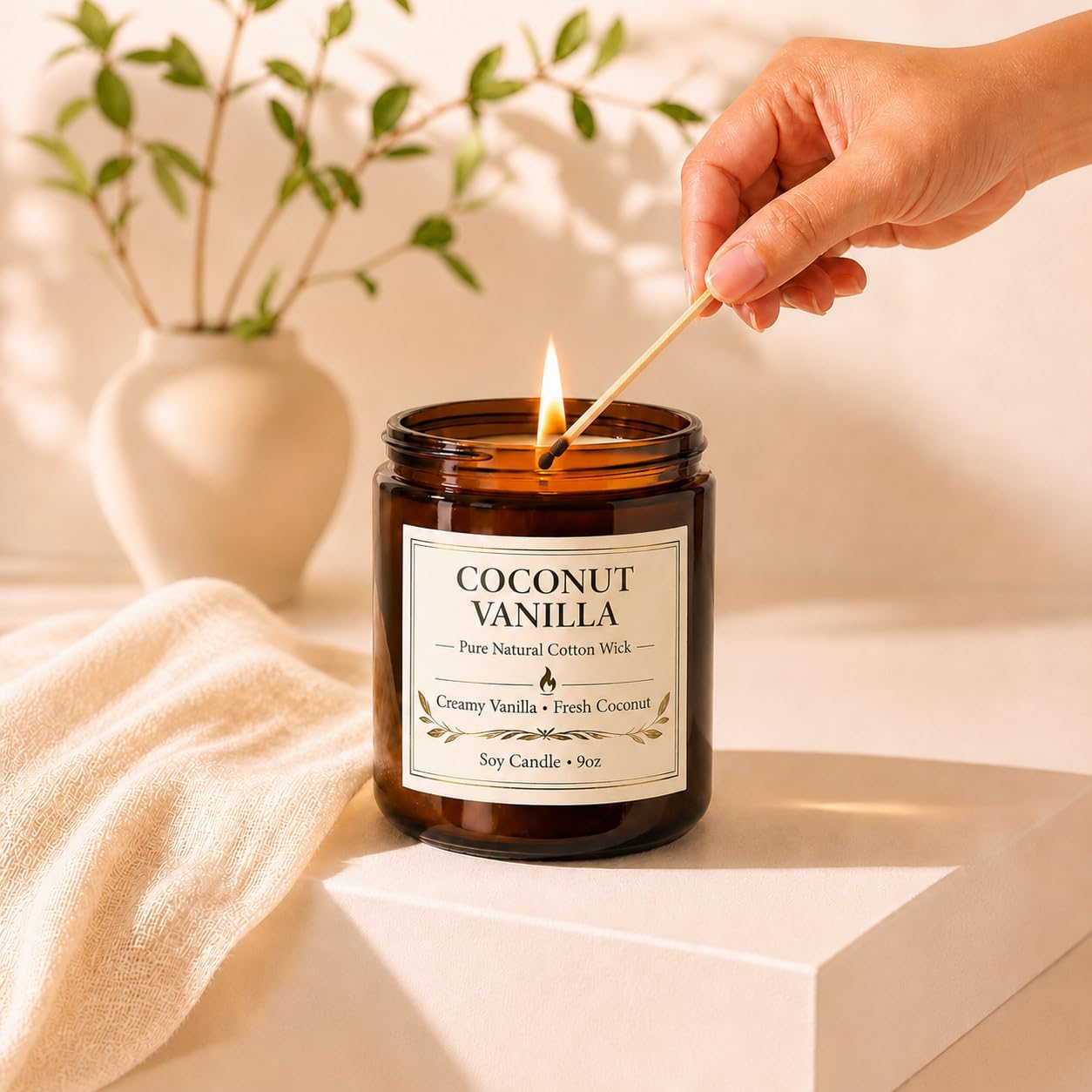 Soy Candles Set of 4, 9oz Natural Soy Wax Aromatherapy Candles, Home Scented Candles with 4 Scents (Lavender, Amber Sandalwood, White Sage, Coconut Vanilla), Gifts for Mom, Women, Relaxation, Yoga