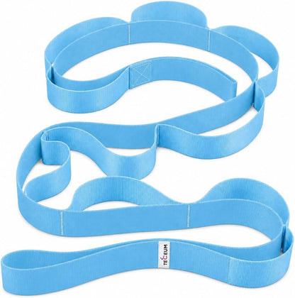 TECEUM Stretching Strap with 10 Loops for Physical Therapy & Rehab | Non-Elastic Yoga Stretch Band for Hamstring, Leg, Hip & Knee Rehab, Pilates, Flexibility & Mobility Exercises for Men & Women