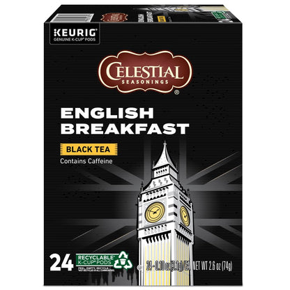 Celestial Seasonings® Single-Serve K-Cup® Pods, English Breakfast Tea, Box Of 24