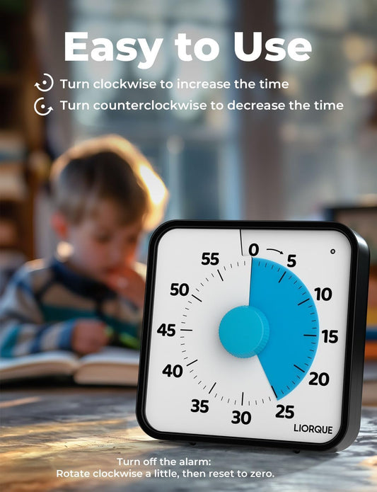 LIORQUE 7.5-Inch Large Visual Timer, 60-Minute Classroom Timer Magnetic