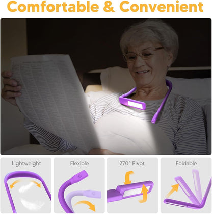 Reading Light, Rechargeable Neck Light, Stepless Dimming Book Light