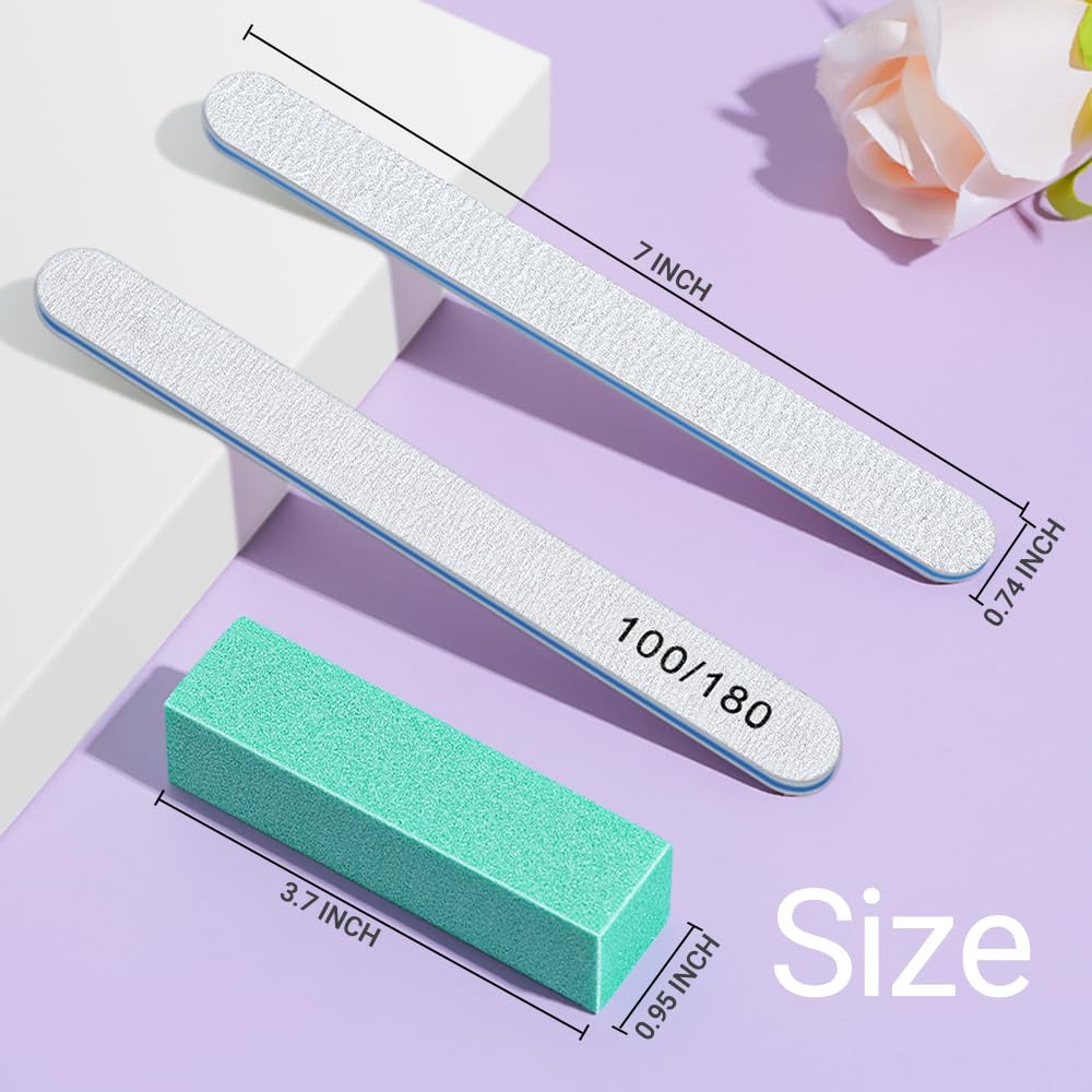TsMADDTs Nail Files and Buffers, Professional Manicure Tools for Nail Care | Durable Emery, For Natural Or Acrylic Nails, Shaping and Polishing, Salon-Quality, DIY or Pro, 12PCS 100/180 Grit Nail Files