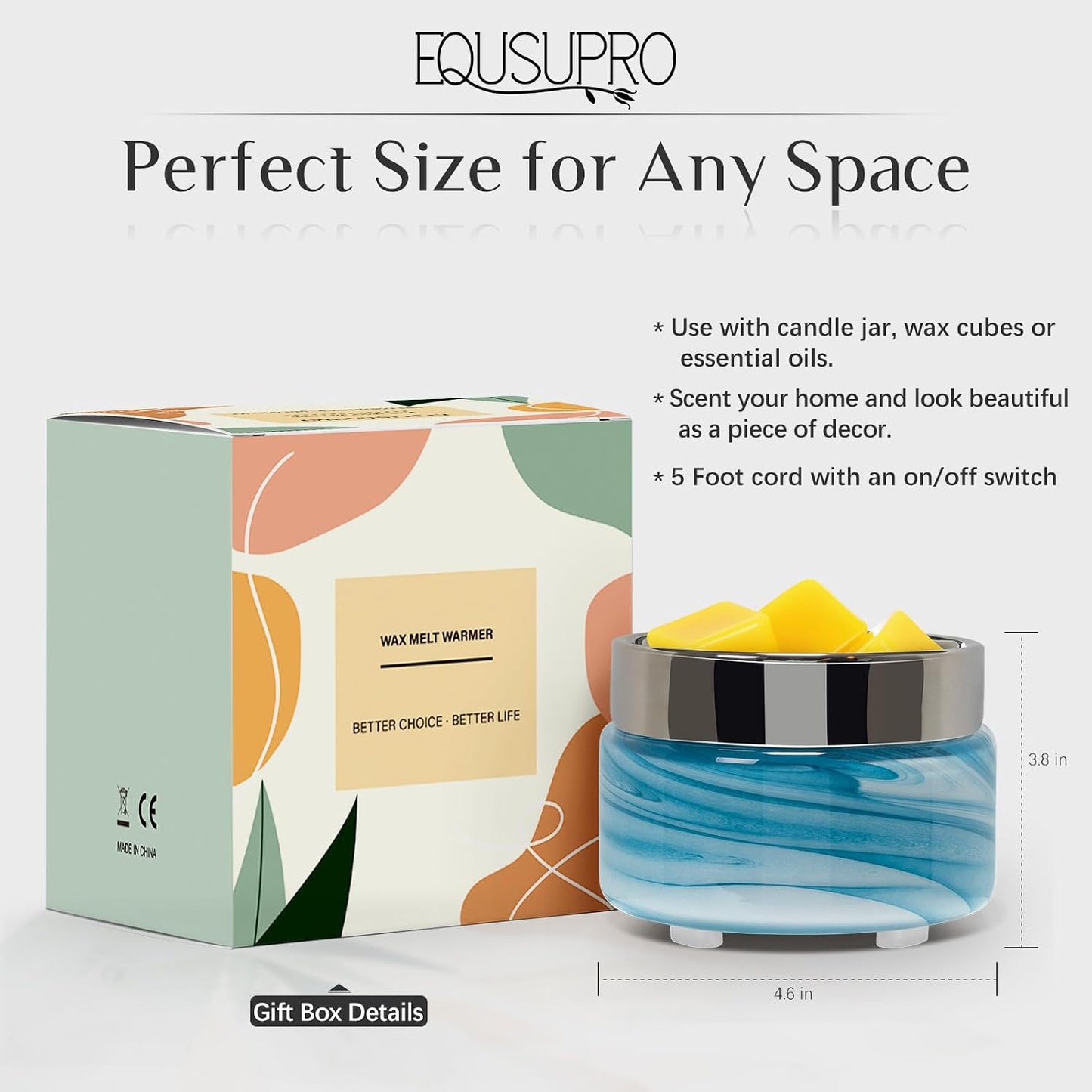 EQUSUPRO Wax Melt Warmer for Scented Wax Melts 3-in-1 Electric Ceramic Candle Wax Warmer Burner Fragrance Wax Melter for Home Office Bedroom Gift & Decor (Leaf)