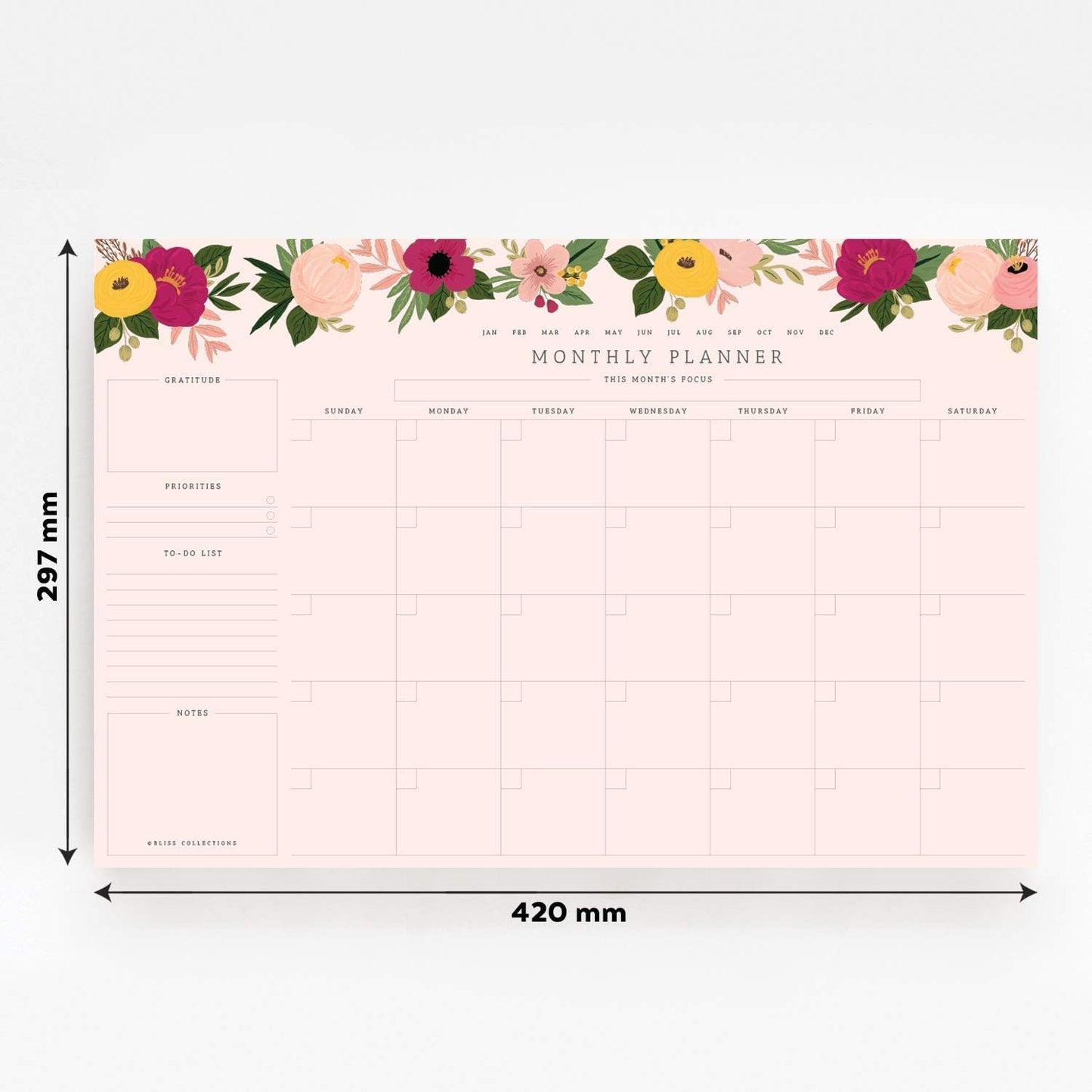 Bliss Collections Weekly Planning Pad, To Do List Notebook - Undated Tear-Off Sheets Notepad - Work Calendar, Organizer, Scheduler for Goals, Tasks - Minimalist, 8.5" x 11", 50 Sheets