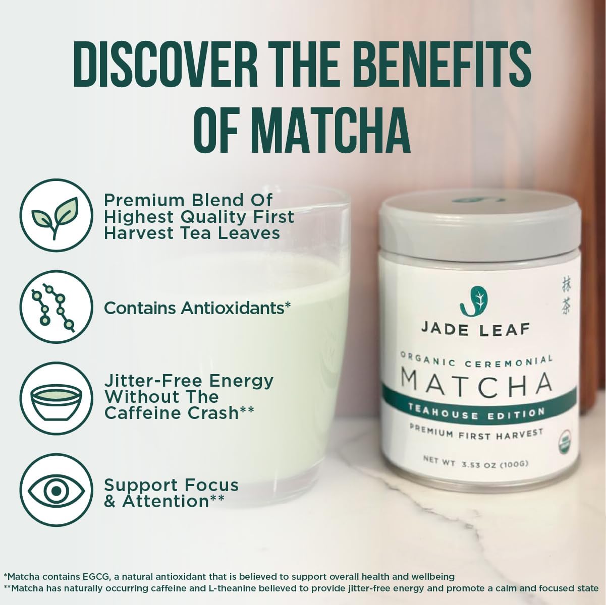 Jade Leaf Ceremonial Grade Matcha Powder, 30g / 1.06oz Tin