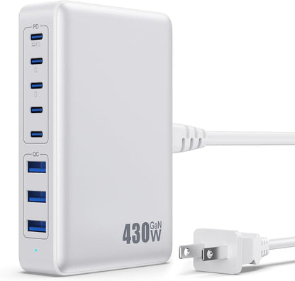 USB C Charger 200W USB C Charger Block,Upgraded GaN III 8-Port Fast Charging Station Hub,PD 65W Laptop Charging Adapter Compatible with MacBook Pro/Air,DELL,Steam Deck,iPhone 16/15/14,Galaxy S23/22