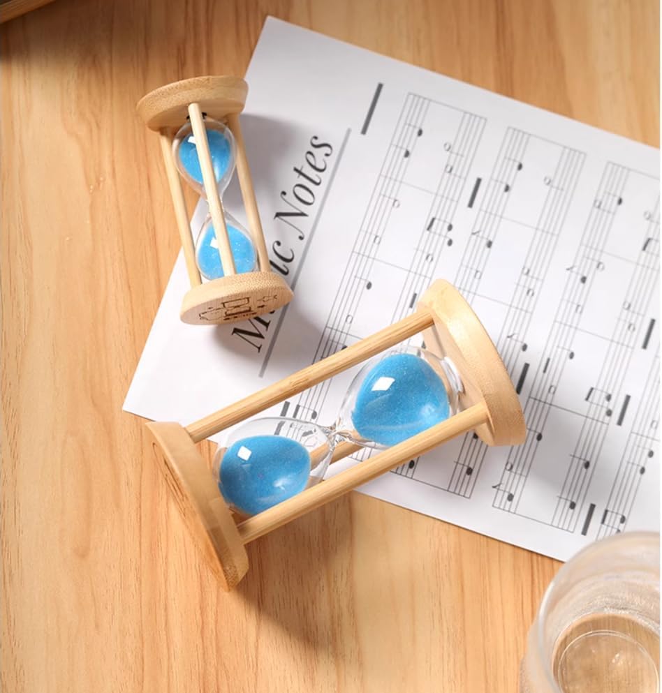 Mini Wooden Sand Timers,100% Bamboo Hourglass Sand Timers 1Min Sandglass Timer for Toothbrush Timer Games Classroom Home Office Cooking(Blue+1Min)