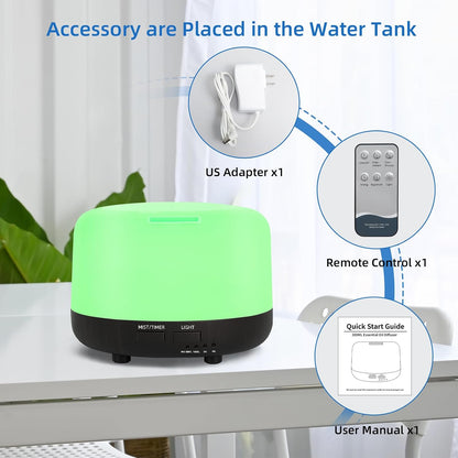 SPLITSKY Aromatherapy Essential Oil Home Diffuser with Remote Control, 300ML Large Room Cool Mist Air Humidifier, 8 Hours Quiet Operation, Timer, 7 Colors LED Night Night，Suitable Home,Yoga.